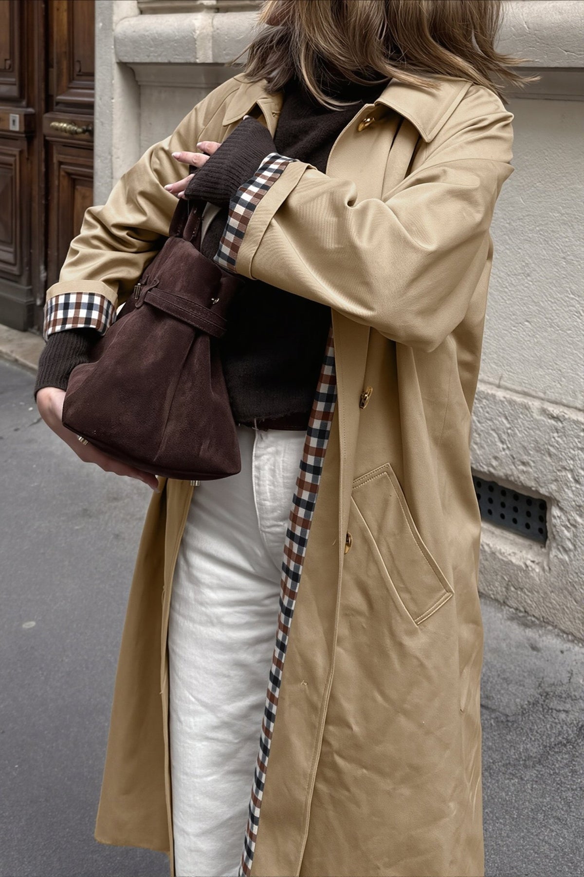 SOERA Annie Check-Accent Mid Trench Coat - Coat - SOERA-299267-KHA-S-26787 Beige S