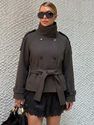Cappotto doppiopetto con cintura Esther