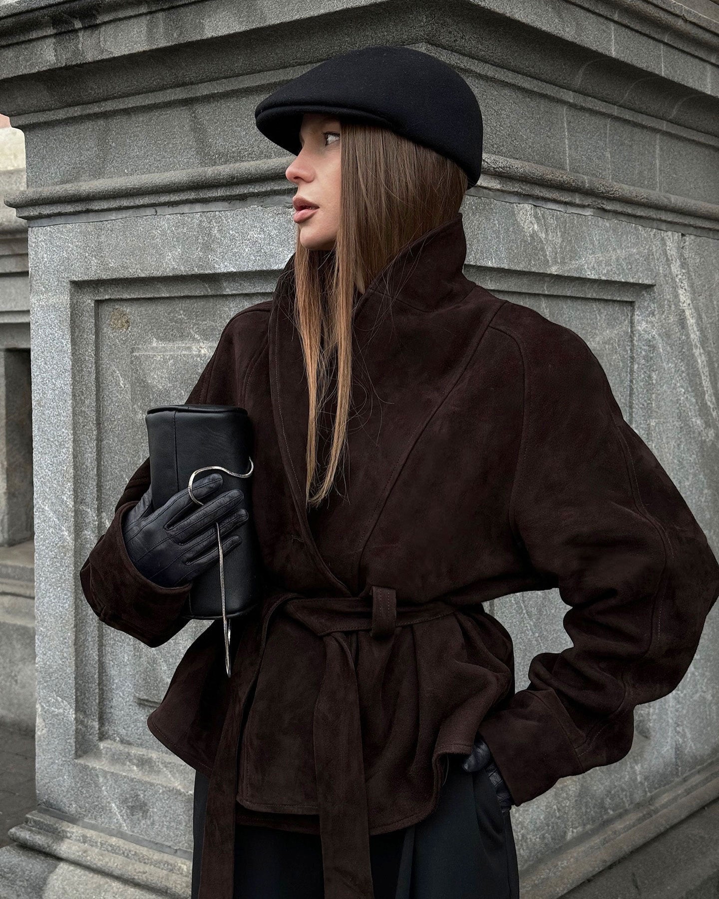 SOERA Teresa Belted Suede Trench Coat - Coat - SOERA-002819-BRO-M-71555 Brown M