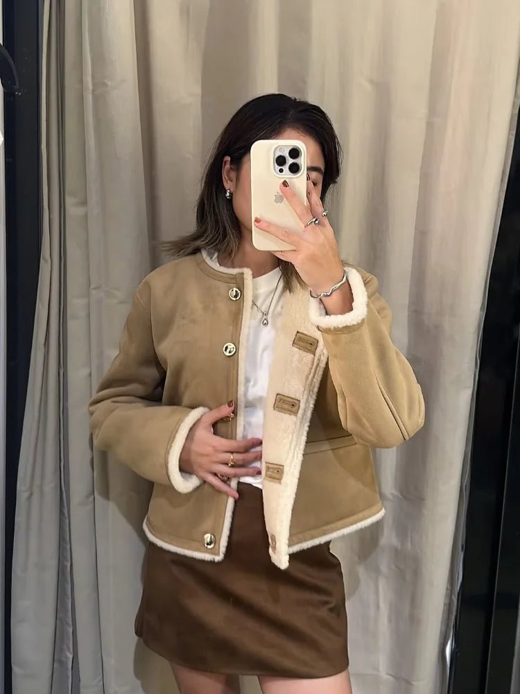 SOERA Aralyn Faux Fur Suede Coat - Coats & Jackets - 1005009972956325-;hV1764887228032067299 Beige XS