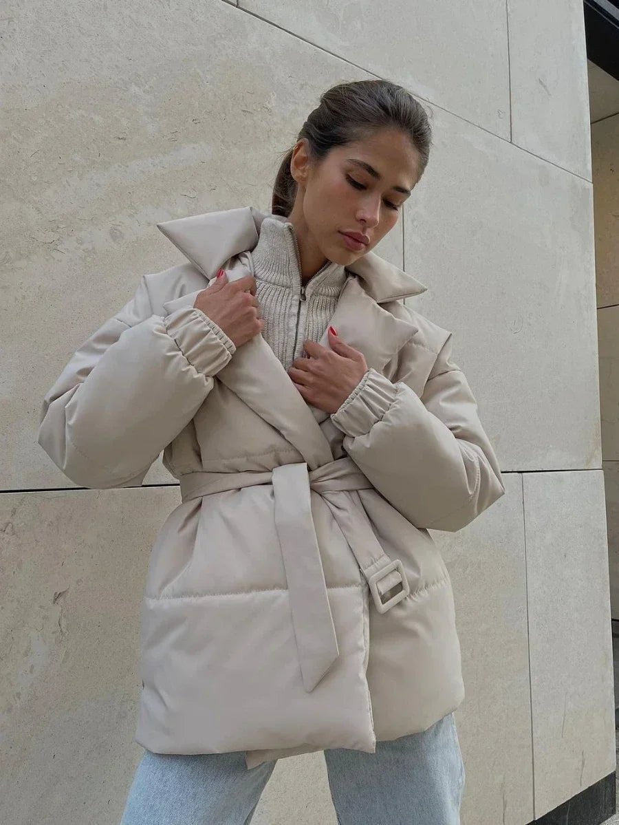 SOERA Jaime Belted Puffer Jacket - Coats & Jackets - 1005007472734778-;Br1766488746263140435 Brown S