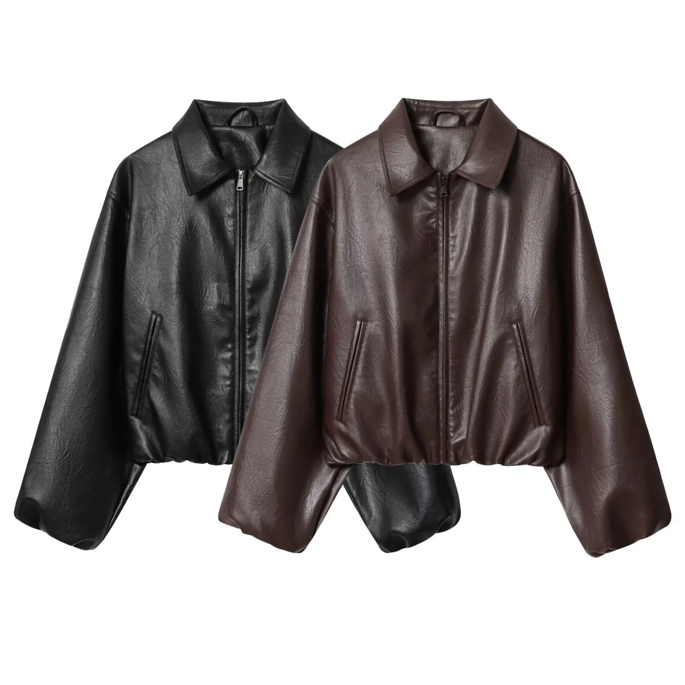 SOERA Jenny Faux Leather Bomber Jacket - Coats & Jackets - 1005009936813673-;Tn1765284569265948853 Coffee L