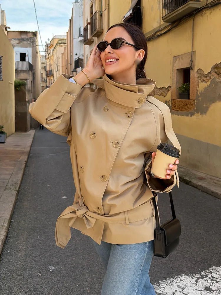 SOERA Melanie Stand Up Collar Short Trench Coat - Coats & Jackets - 1005011887803088-;fG1775503354802078074 XS