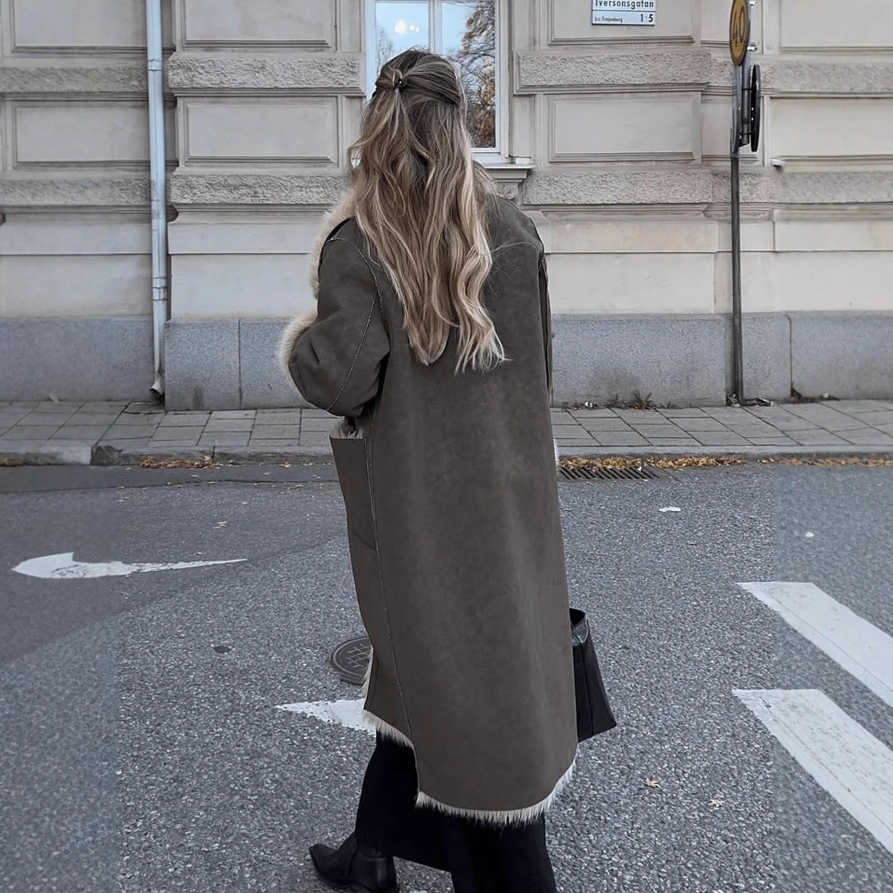 SOERA Sydney Faux Fur Suede Long Coat - Coats & Jackets - 3256809820581896-;Kk1763778891812766478 Khaki XS