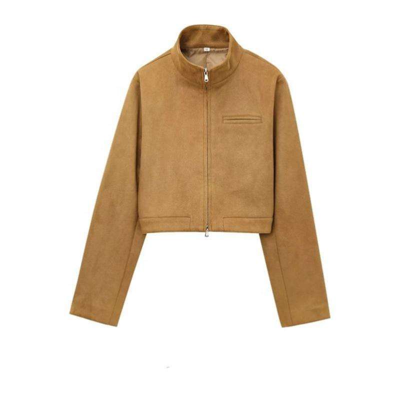 SOERA Yza Suede Cropped Bomber Jacket - Coats & Jackets - uM1774004001185189486 Brown S