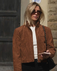 Yza Kunstwildleder-Cropped-Bomberjacke