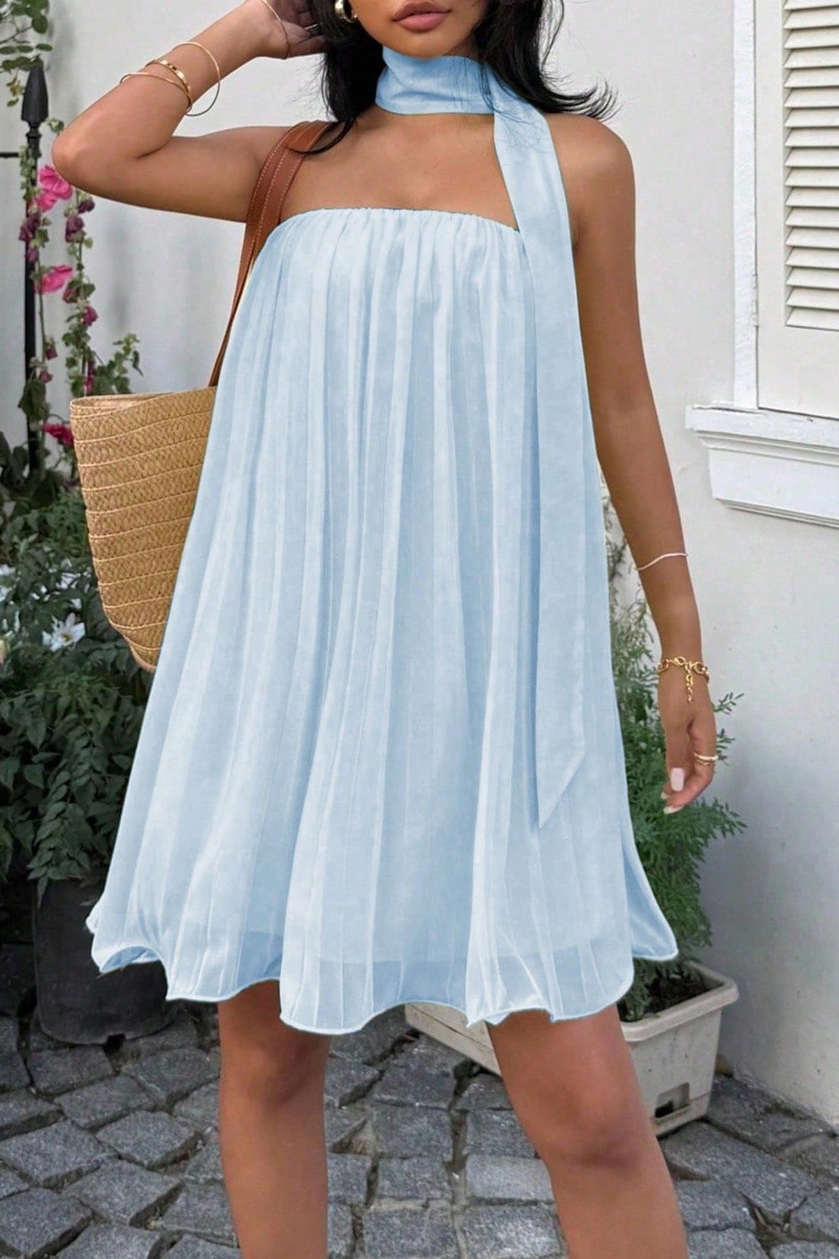 SOERA Aliya Ruched Bandeau Mini Dress - Dress - SOERA-465347-BLU-M-16835 Blue M