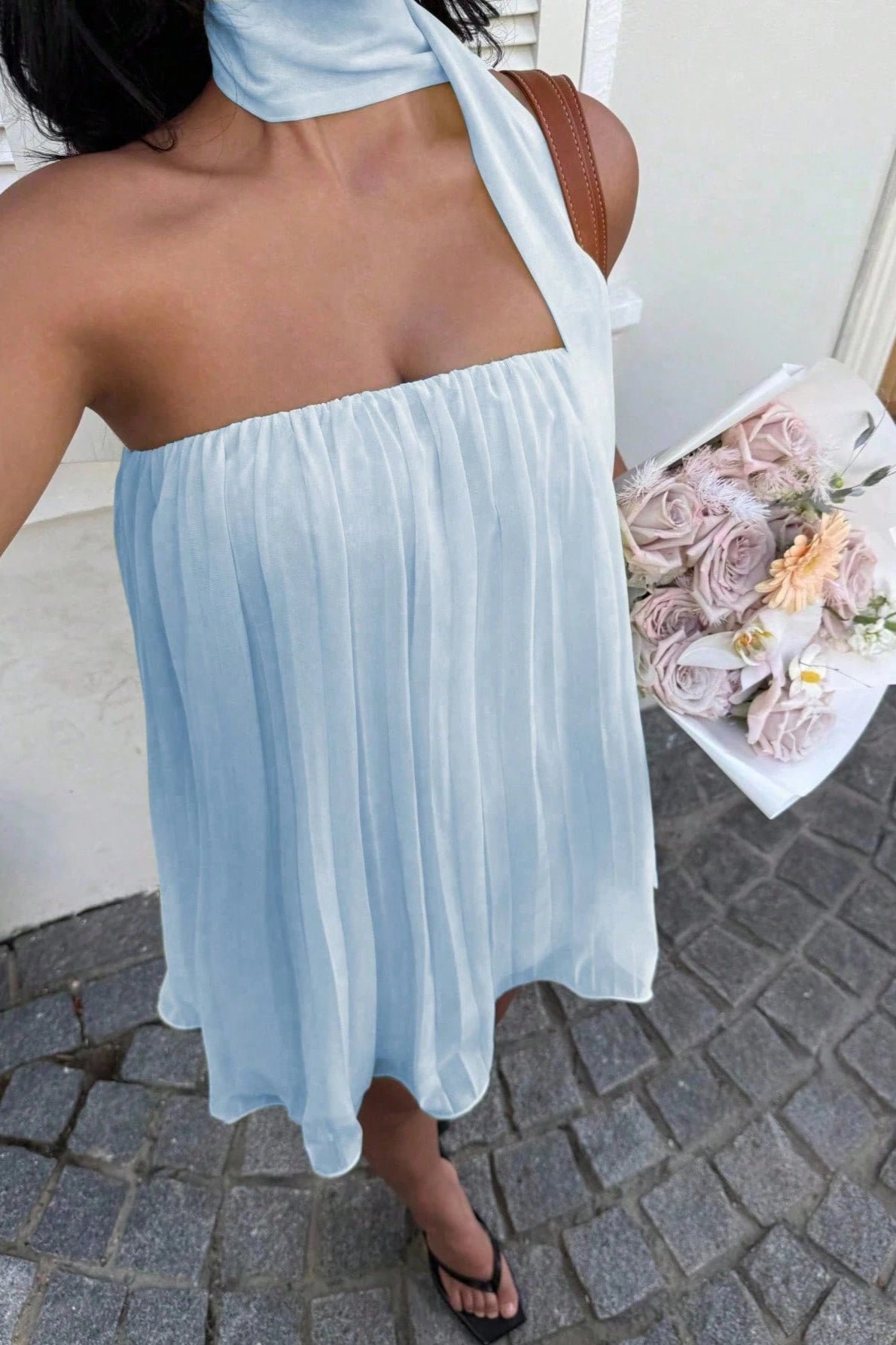 SOERA Aliya Ruched Bandeau Mini Dress - Dress - SOERA-465347-BLU-S-84067 Blue S