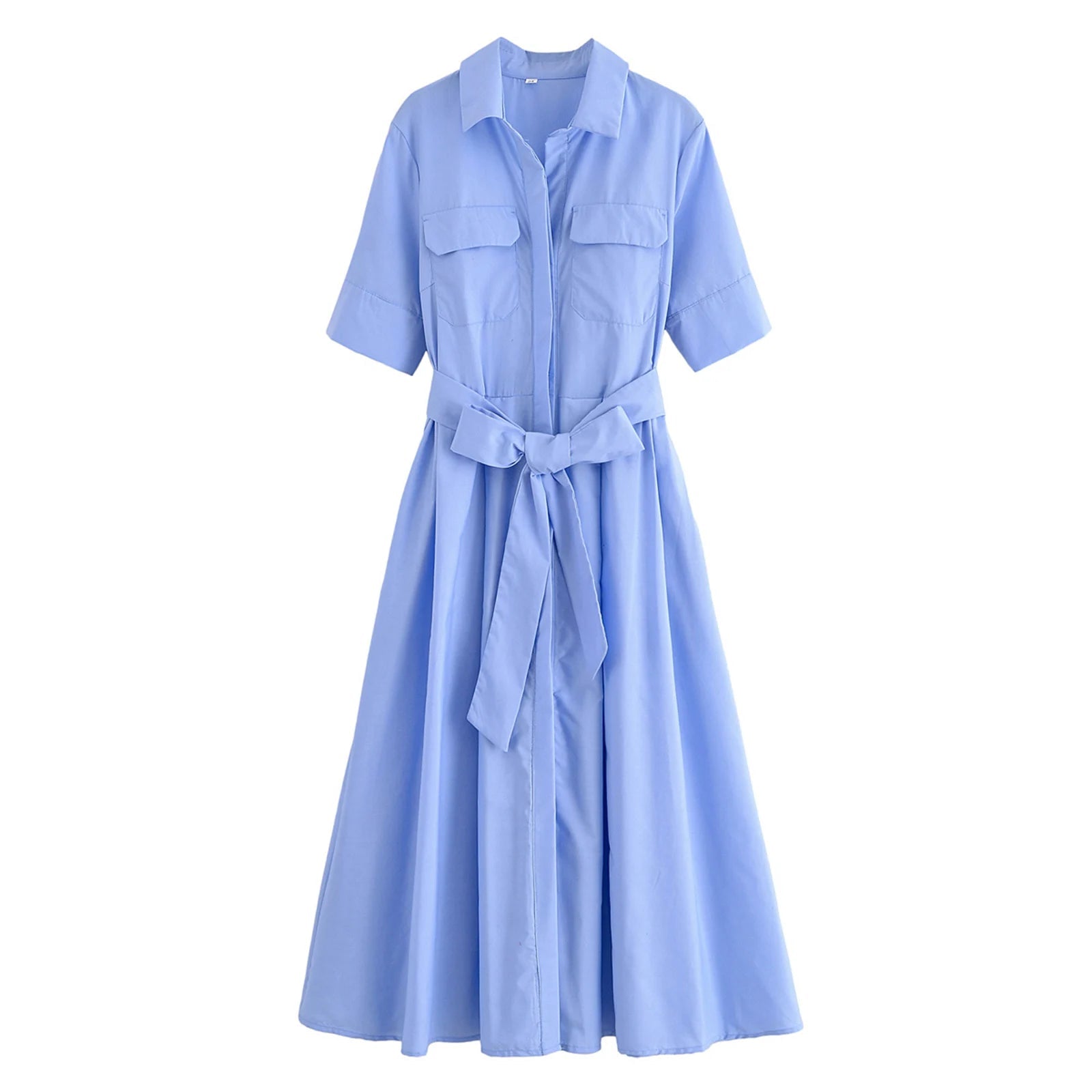 SOERA Ariane Belted Shirt Midi Dress - Dress -  Blue XS