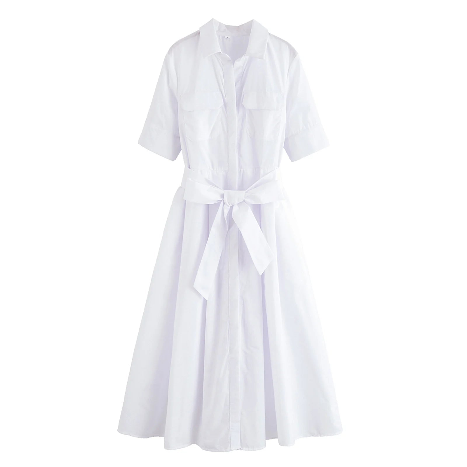 SOERA Ariane Belted Shirt Midi Dress - Dress -  White S