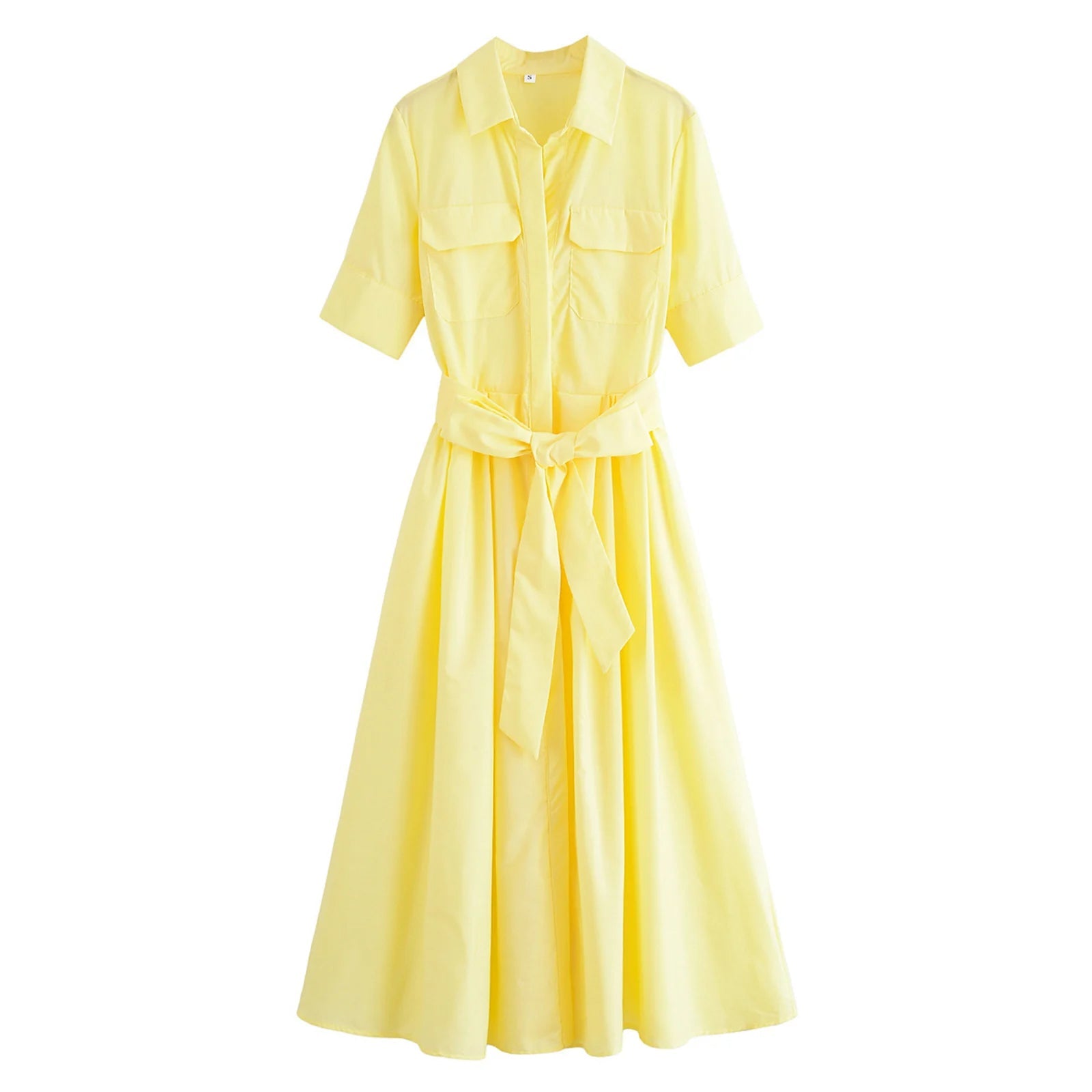 SOERA Ariane Belted Shirt Midi Dress - Dress -  Yellow XS