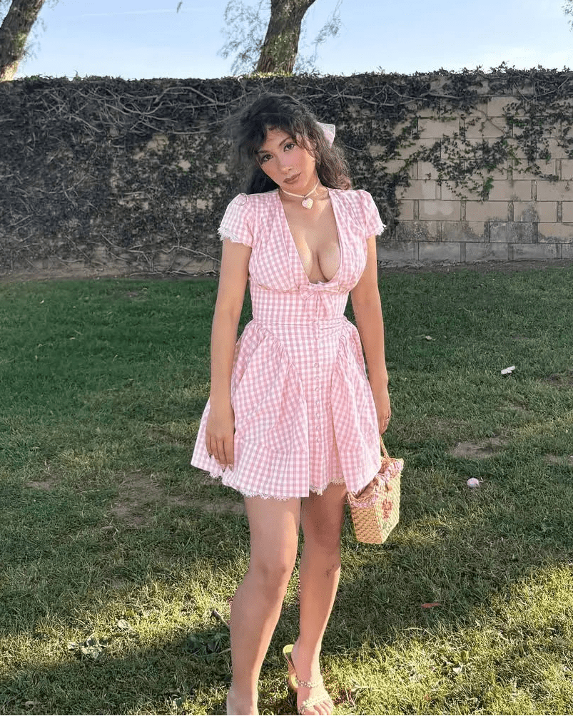 SOERA Beatrice Bow V - Neck Mini Dress - Dress -  Pink XS