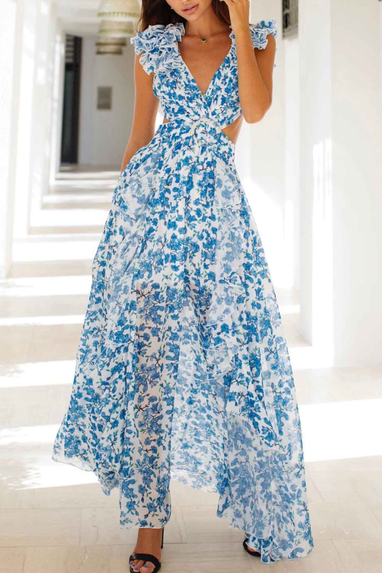 SOERA Beatrice Chic Summer Elegance Maxi Dress - Dress -  Blue S