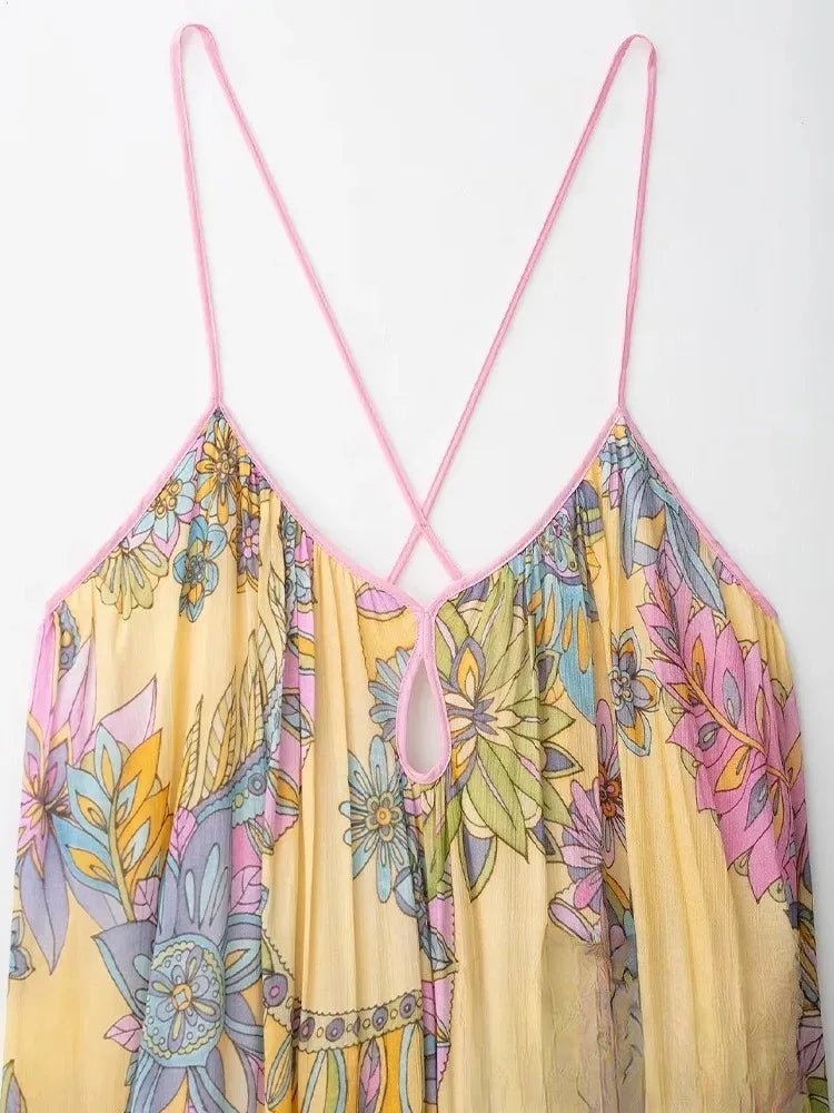 SOERA Bianca Floral Chiffon Cami Dress - Dress -  Yellow XS