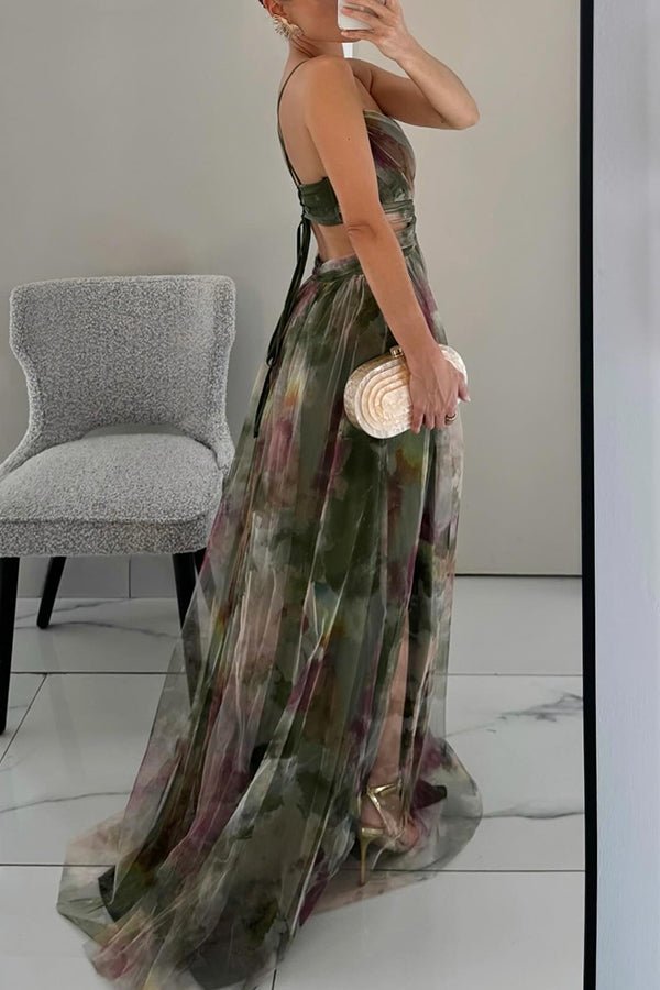 SOERA Bianca Floral V - Neck Maxi Dress - Dress -  Green M