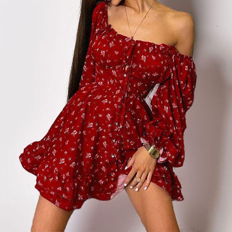 SOERA Bianca Off - Shoulder Ruffled Mini Dress - Dress -  Red S