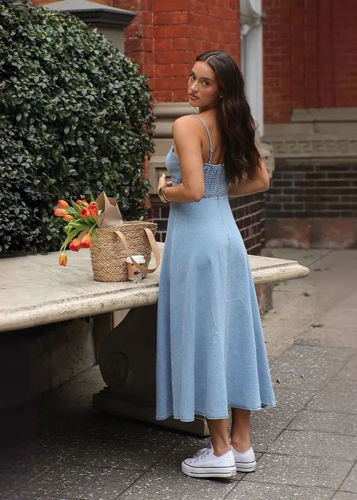 SOERA Brianna Corset Denim Midi Dress - Dress -  M