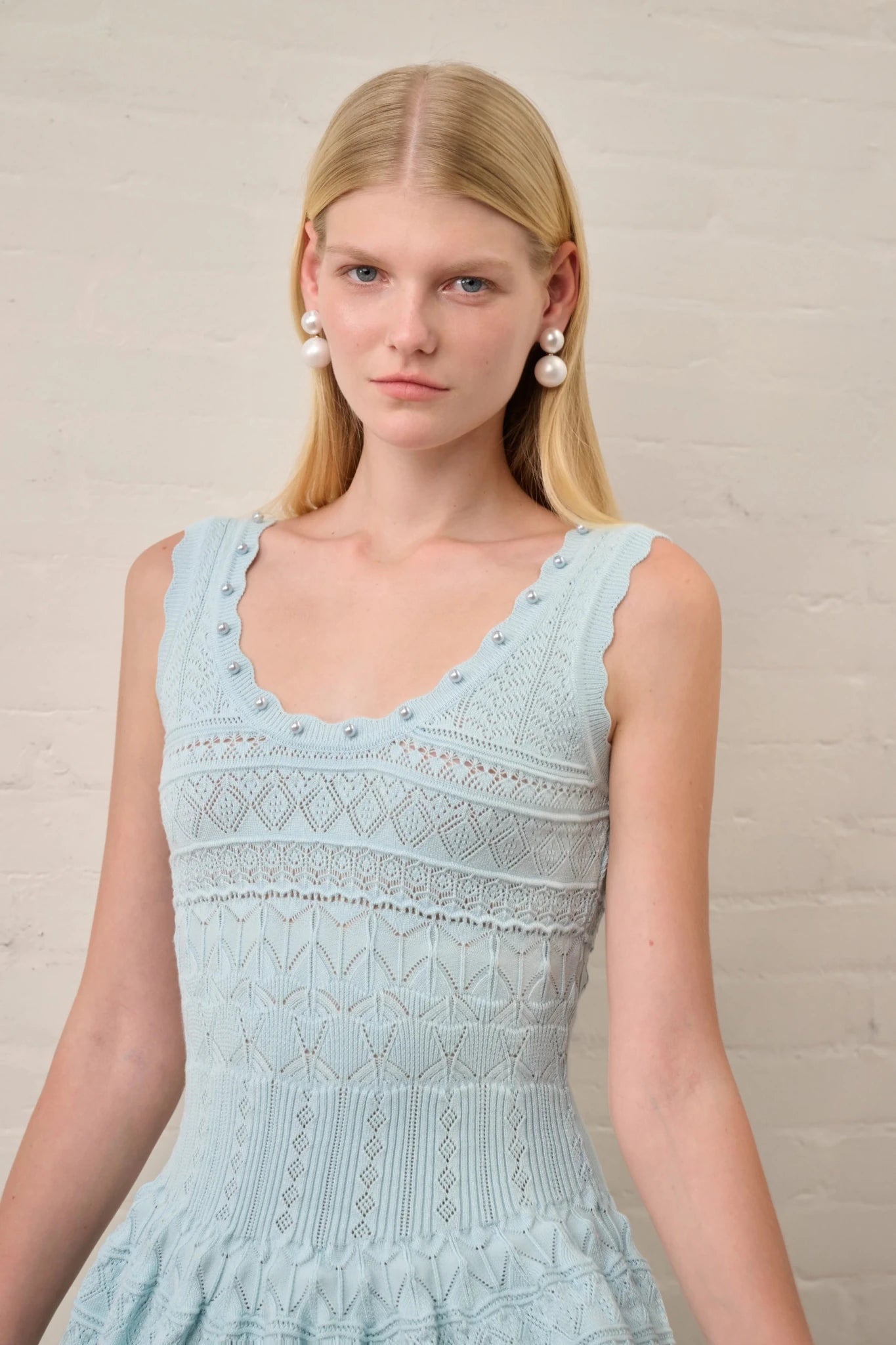SOERA Celeste Hollow - Out Knitted Midi Dress - Dress -  Blue M