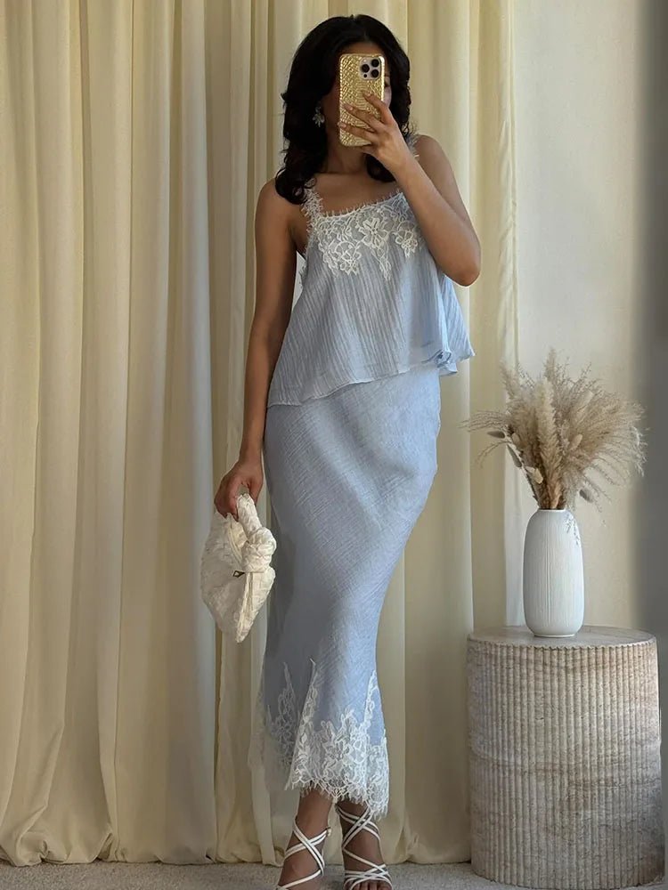 SOERA Celeste Lace Spliced Two - Piece Midi Set - Dress -  Set XS