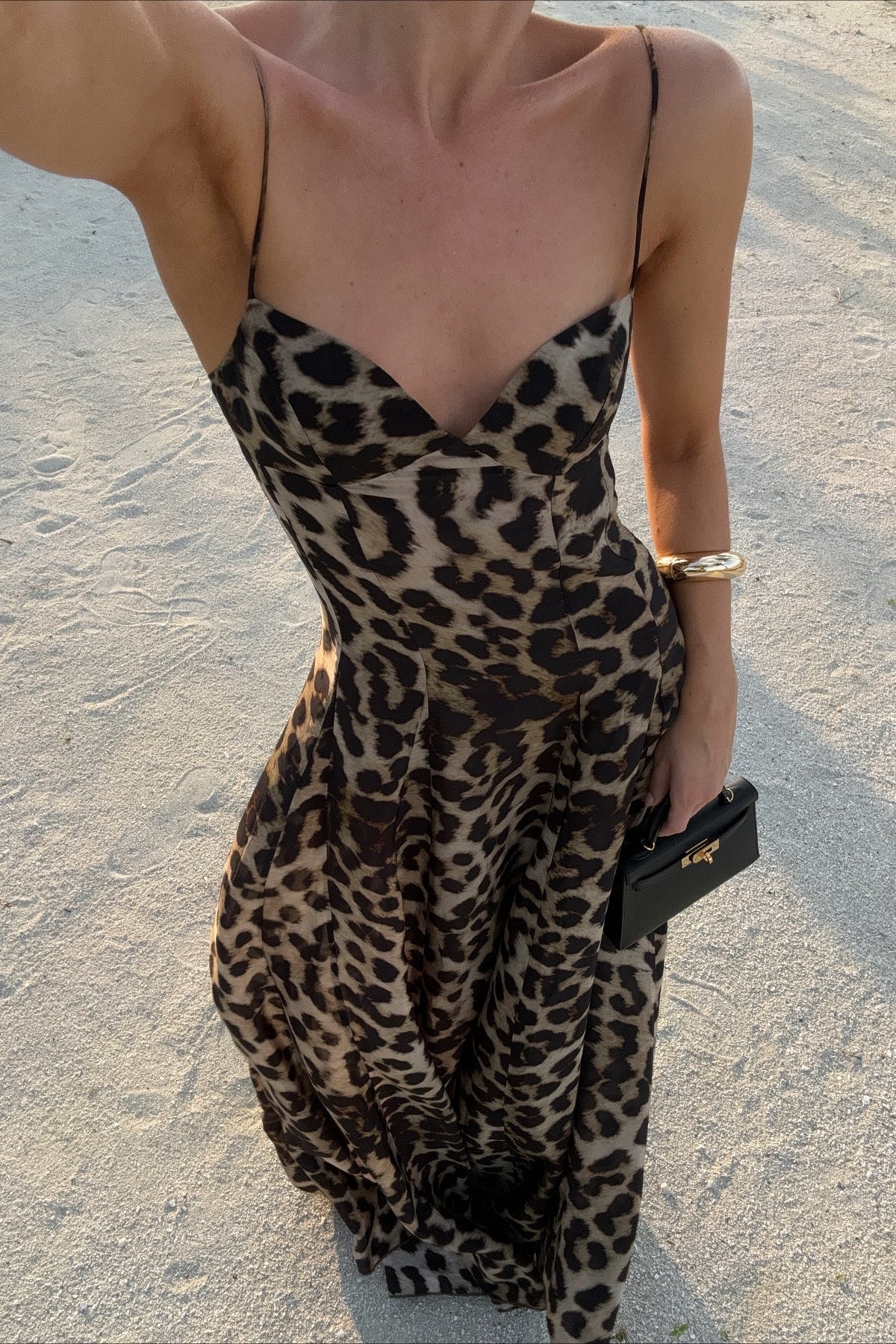 SOERA Imogen Leopard Print Spaghetti Strap Maxi Dress - Dress -  Brown M
