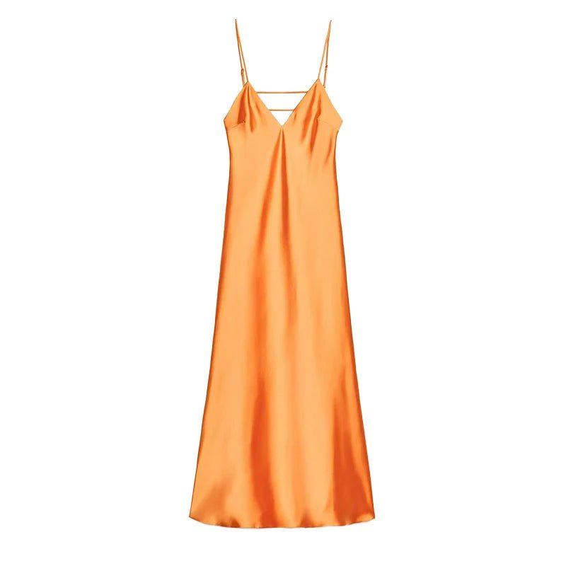 SOERA Kirra Satin Backless Maxi Dress - Dress -  Orange XS