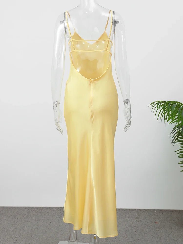 SOERA Kirra Satin Backless Maxi Dress - Dress -  Yellow XS
