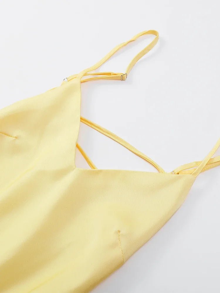 SOERA Kirra Satin Backless Maxi Dress - Dress -  Yellow XS