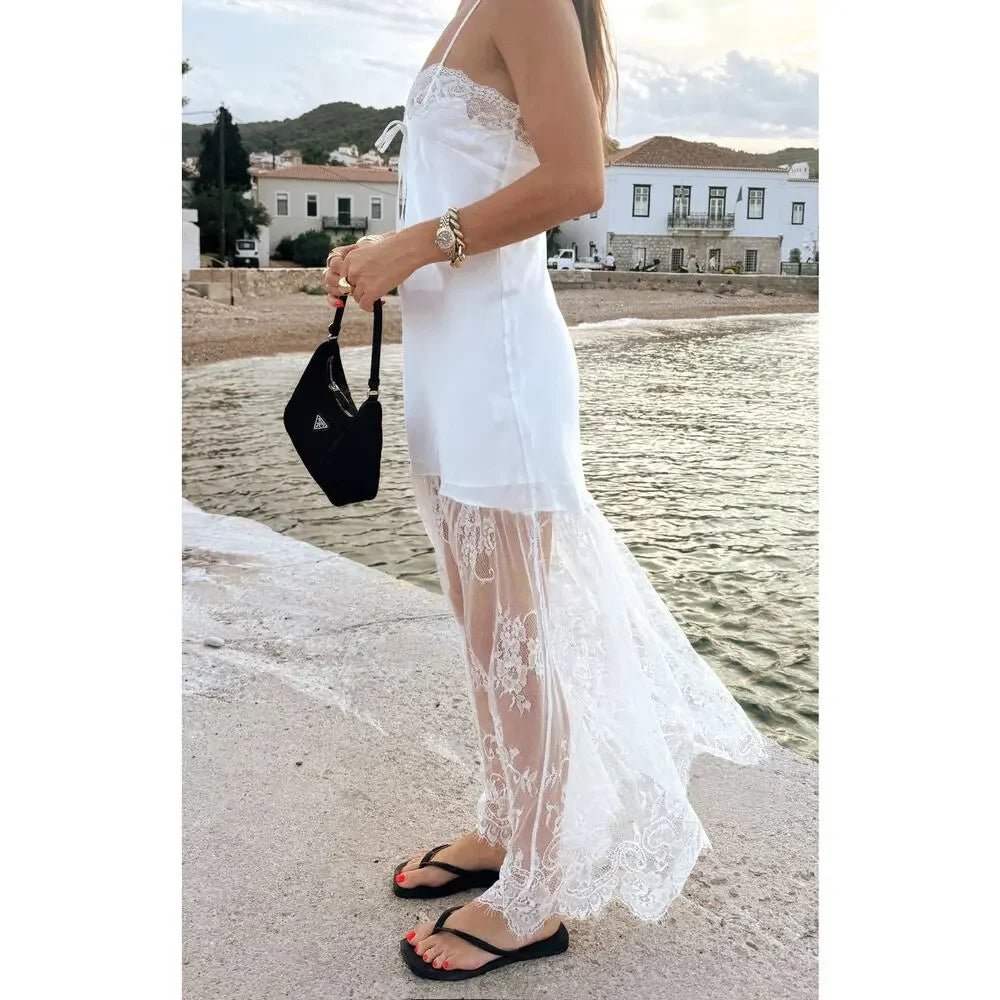 SOERA Margot Satin Lace-Trim Maxi Dress - Dress - SOERA-688451-DEF-OS-84420 White S
