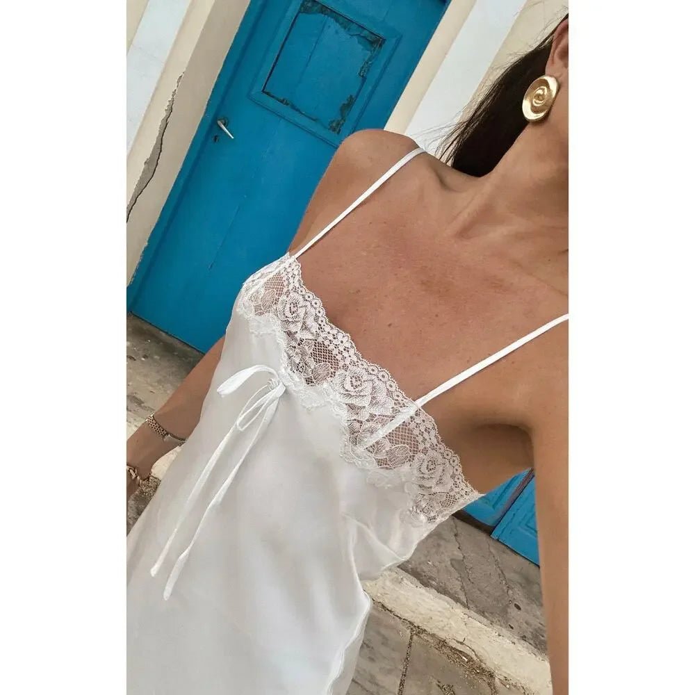 SOERA Margot Satin Lace-Trim Maxi Dress - Dress - SOERA-688451-DEF-OS-84420 White S