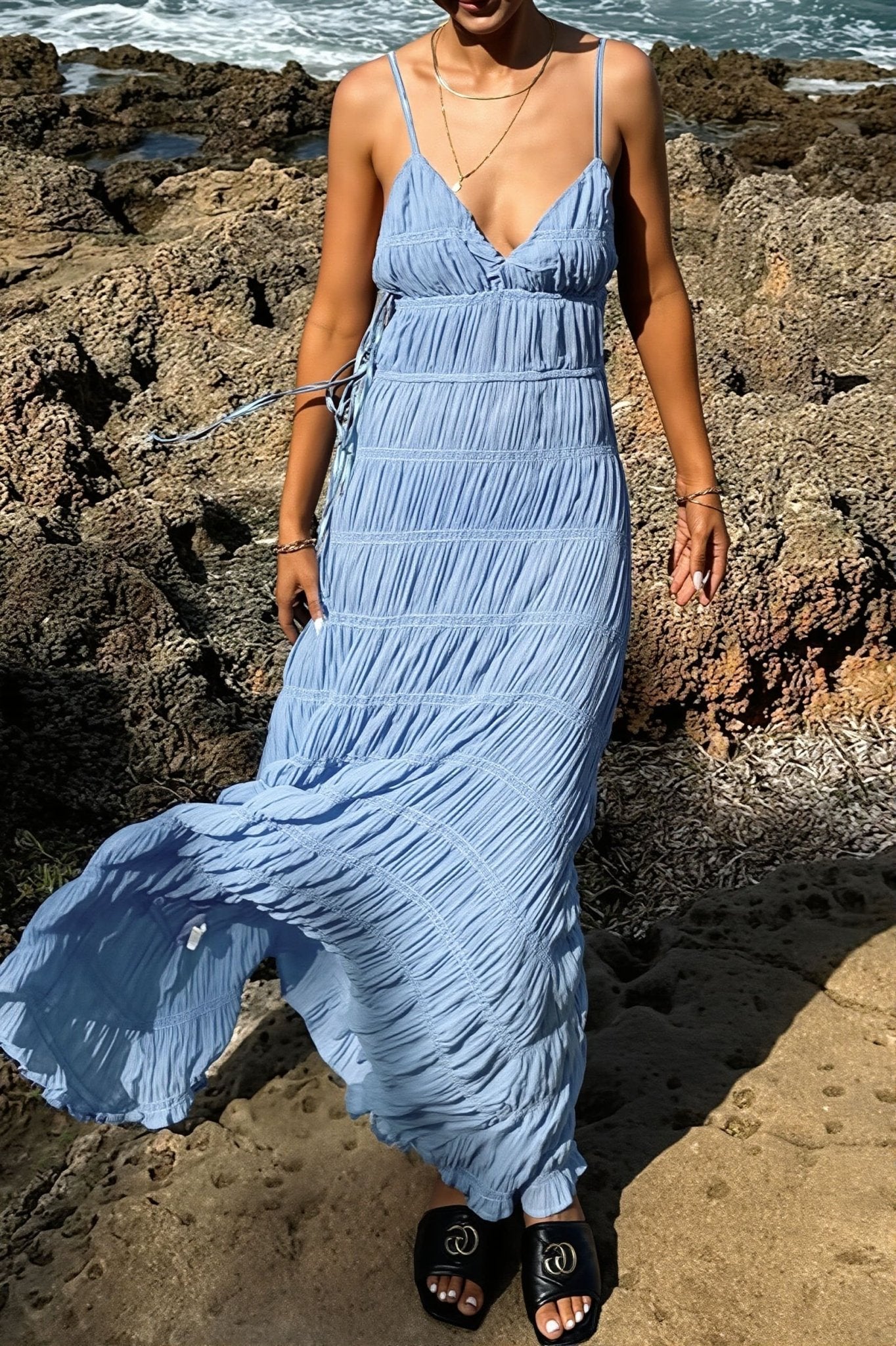 SOERA Miranda Ribbed Knit Maxi Dress - Dress -  Blue S