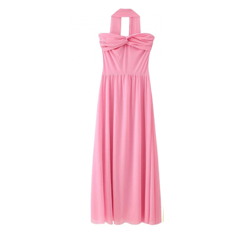 SOERA Olivia Mesh Maxi Dress with Scarf - Dress - SOERA-890243-PIN-M-16931 Pink M