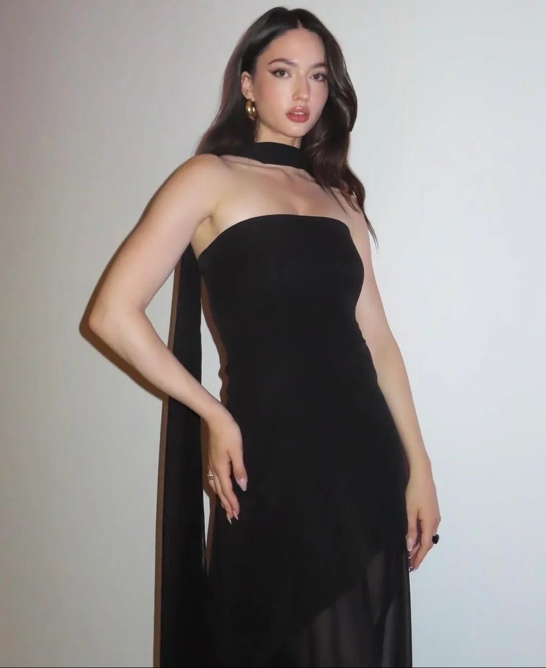 SOERA Ophelia Asymmetric Sheer Maxi Dress - Dress - SOERA-028419-S-BLACK-52291 Black S