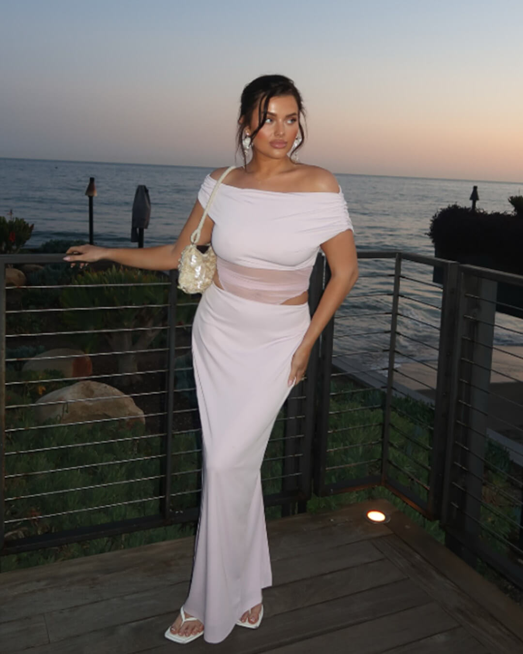 SOERA Shiela Ruched Mesh Maxi Dress - Dress -  White S