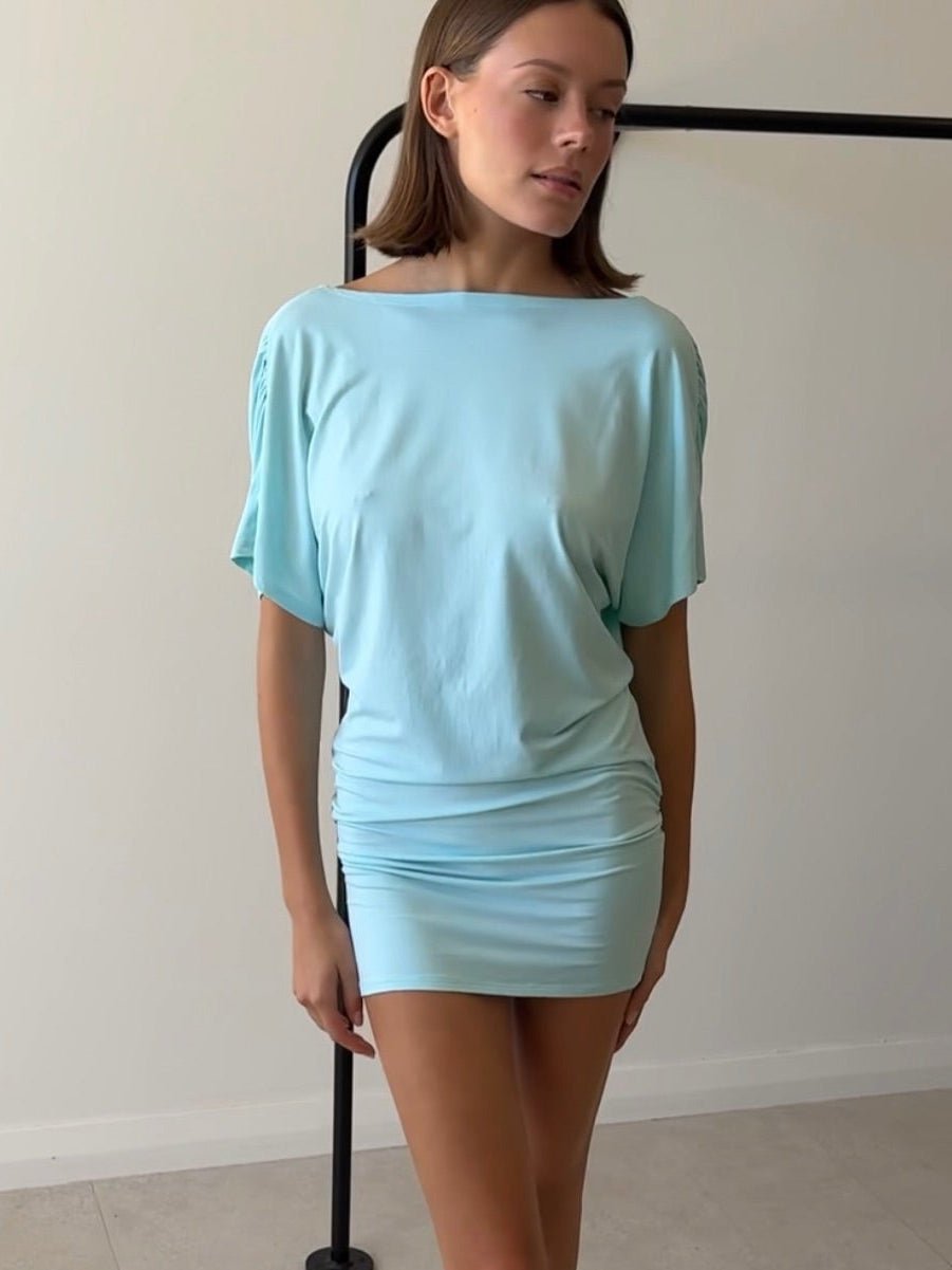 SOERA Sienna Ruched Mini Dress - Dress - SOERA-435139-DEF-OS-88771 Light Blue S