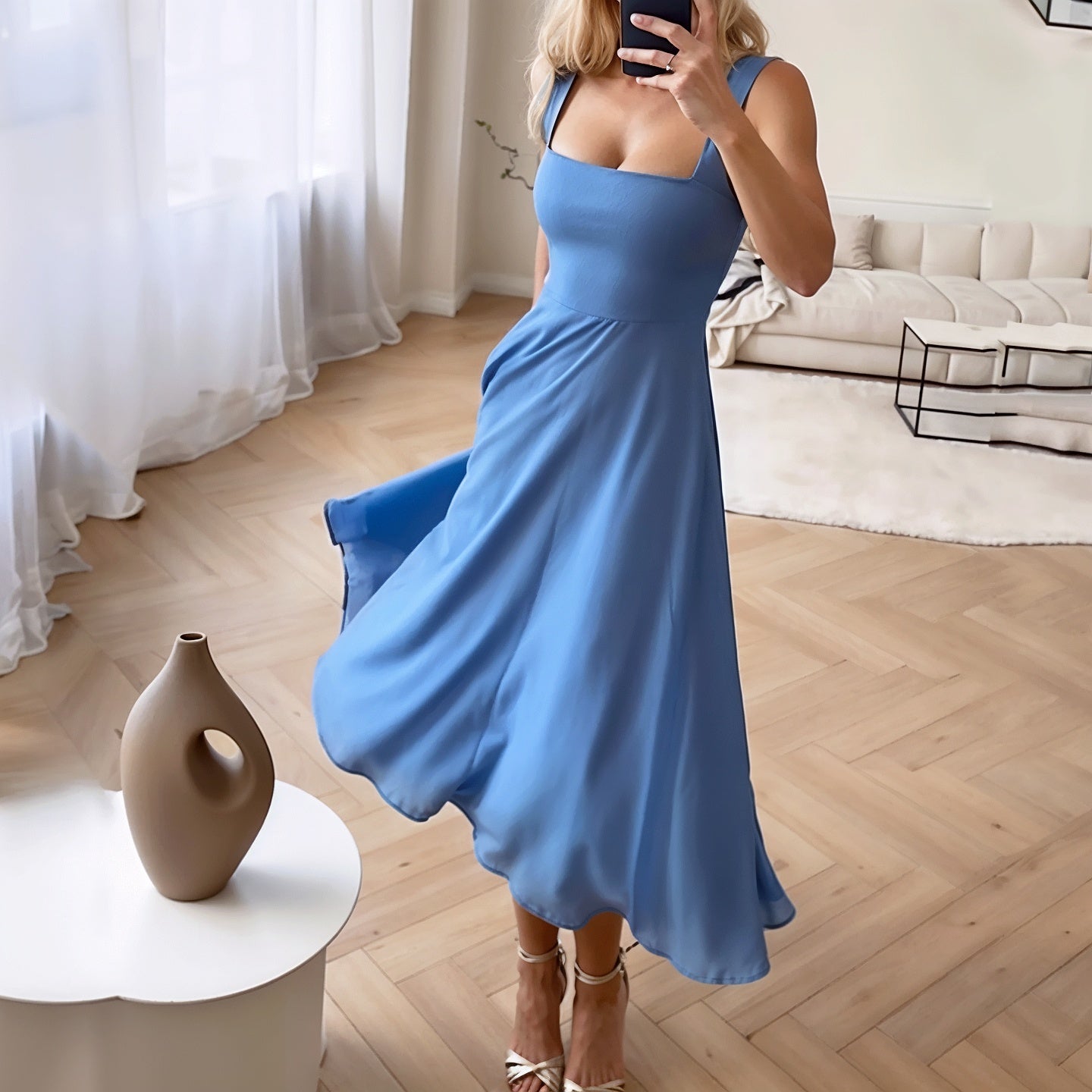 SOERA Sophia Sleeveless Midi Dress - Dress -  Blue XS