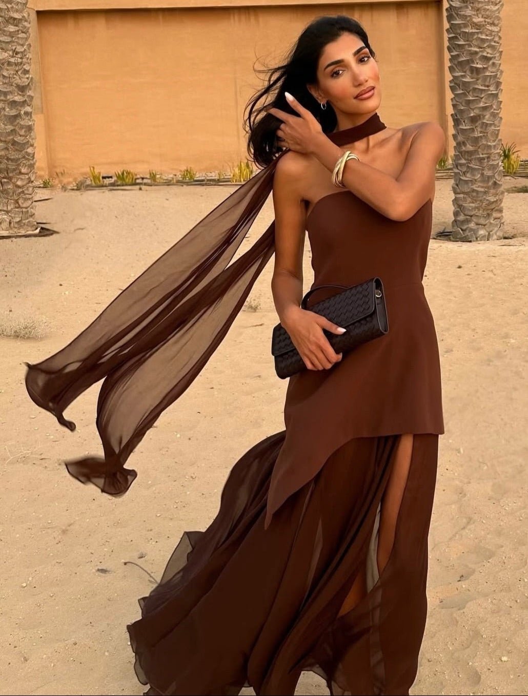 SOERA Sophia Strapless Mesh Scarf Maxi Dress - Dress -  S