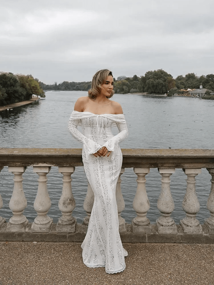 Abby Off Shoulder Lace Maxi Dress - long dresses for women - off shoulder maxi dress - floral lace dress - spring summer maxi dress