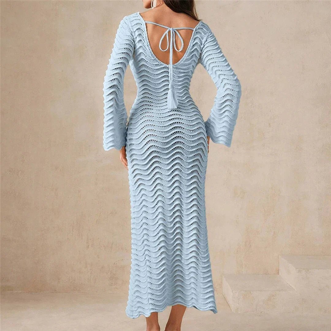 SOERA Arabella Lace-Up Knit Maxi Dress - Dresses -  Blue M