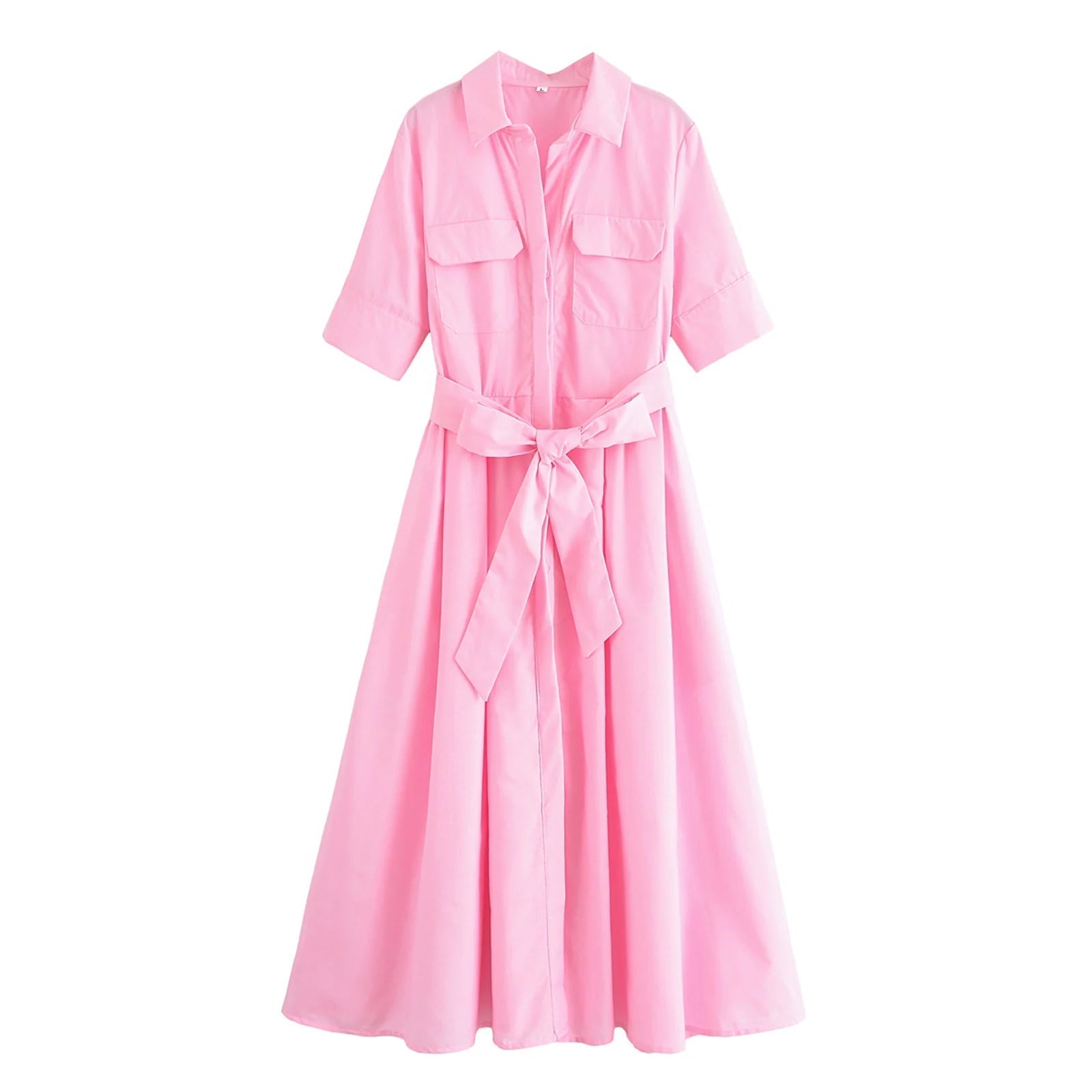 SOERA Ariane Belted Shirt Midi Dress - Dresses -  Pink XS