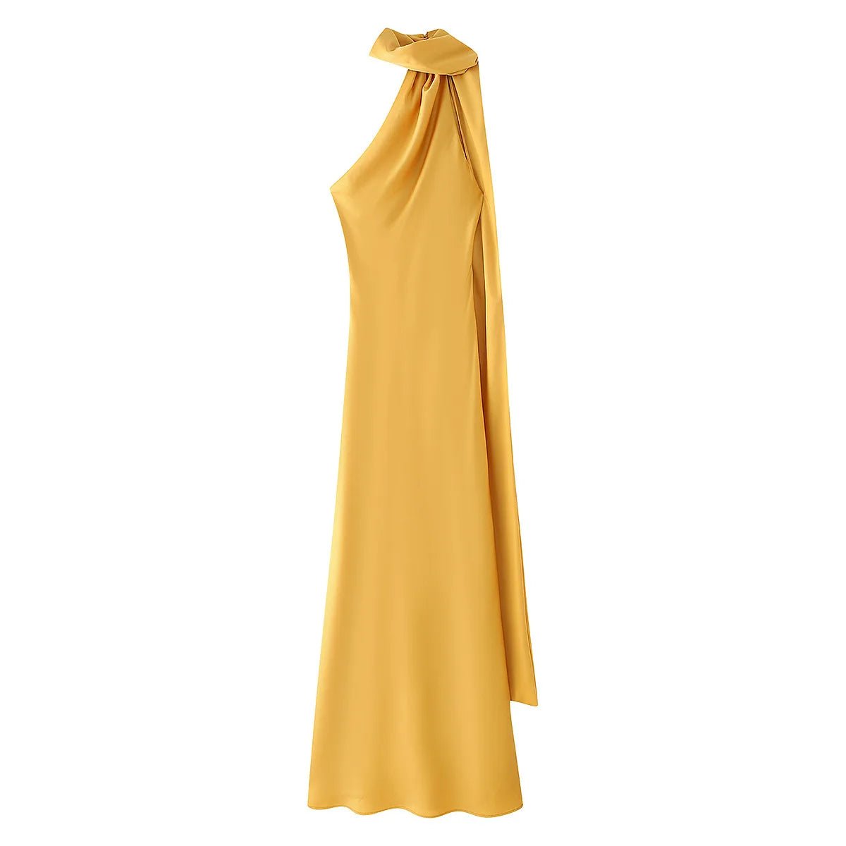 SOERA Beatrice Halter Backless Silk Satin Maxi Dress - Dresses -  Yellow S