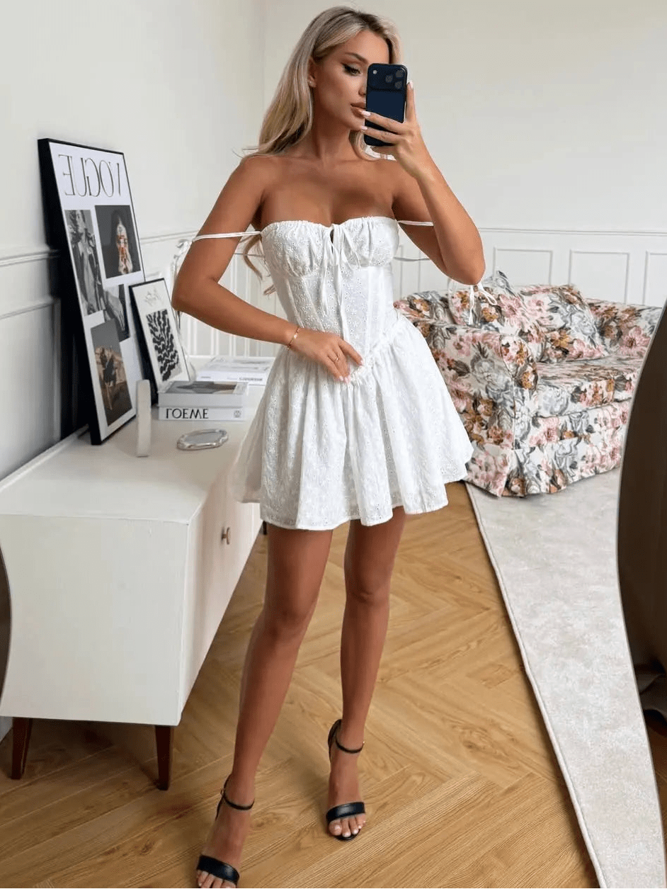 SOERA Bianca Embroidered Hollow-Out Mini Dress - Dresses -  Yellow XS