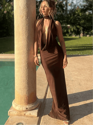 Annie Sleeveless Backless Slit Maxi Dress
