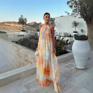 Robe longue Sophia à dos nu et laçage