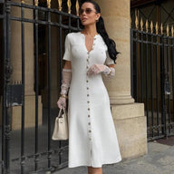 Robe côtelée Celeste boutonnée devant
