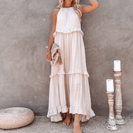 Celeste robe maxi de plage à volant