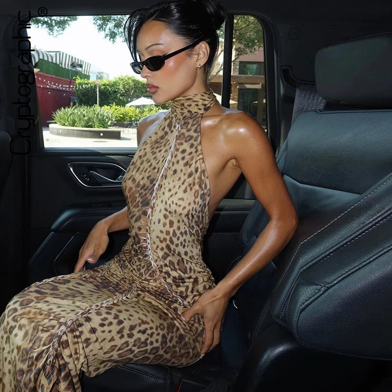 SOERA Cindy Leopard Halter Neck Maxi Dress - Dresses - 1005007851204764-;ND1770053337359568273 XS