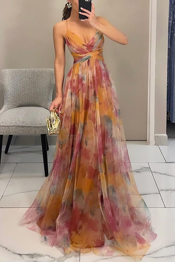 SOERA Dahlia Floral Tulle Maxi Dress - Dresses - EN1776054847428165436 Orange M