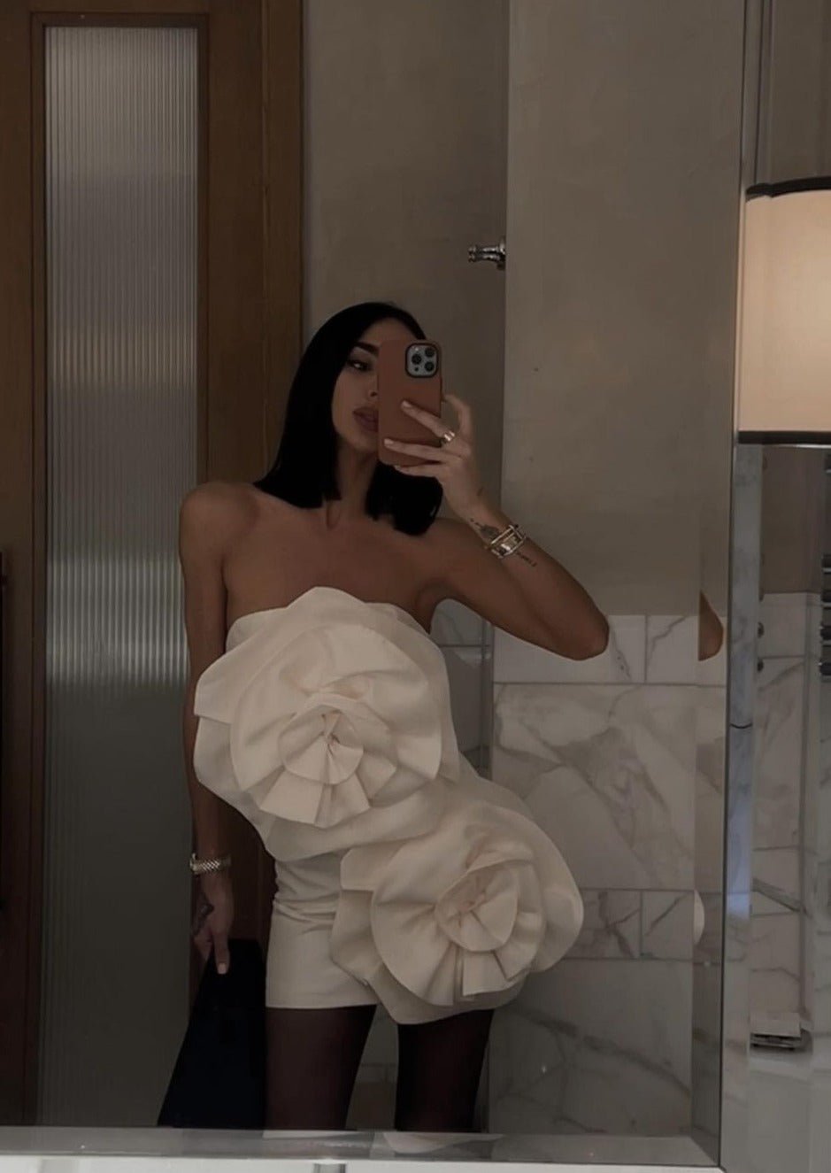 SOERA Feliz Strapless 3D Floral Mini Dress - Dresses -  White XL