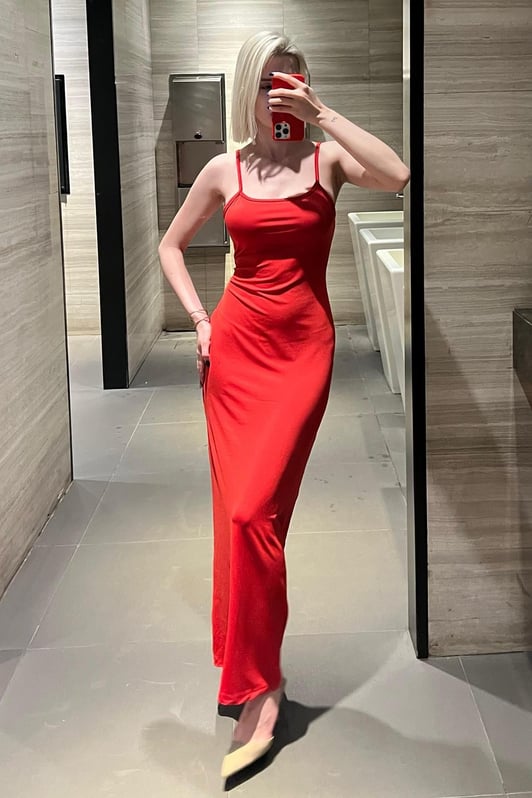 SOERA Janet V Neck Strap Maxi Dress - Dresses - 1005009046766312-;Ia1771345061560889992 Red XS
