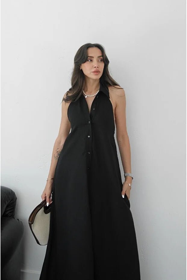SOERA Kaya Halter Neck Elegant Maxi Dress - Dresses -  Black XS